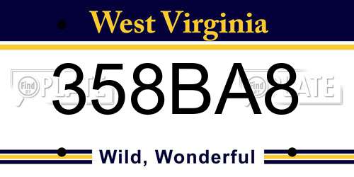 358BA8 West Virginia License Plate