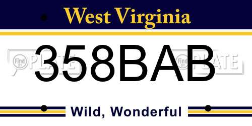 358BAB West Virginia License Plate