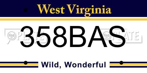 358BAS West Virginia License Plate