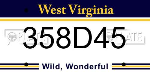 358D45 West Virginia License Plate