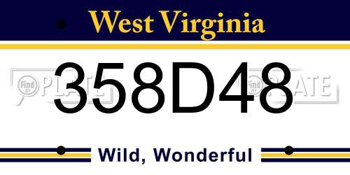 358D48 West Virginia License Plate