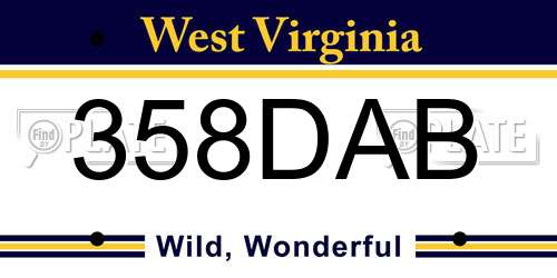 358DAB West Virginia License Plate