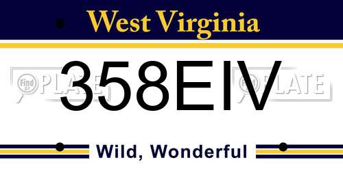 358EIV West Virginia License Plate