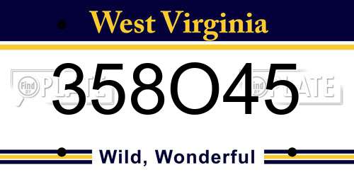 358O45 West Virginia License Plate