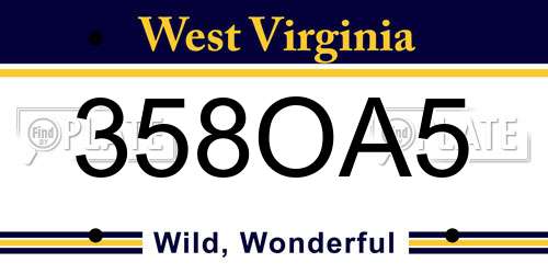 358OA5 West Virginia License Plate