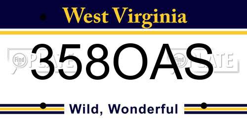 358OAS West Virginia License Plate