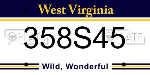 358S45 West Virginia License Plate