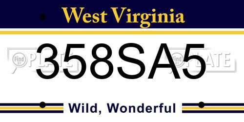 358SA5 West Virginia License Plate