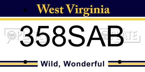 358SAB West Virginia License Plate