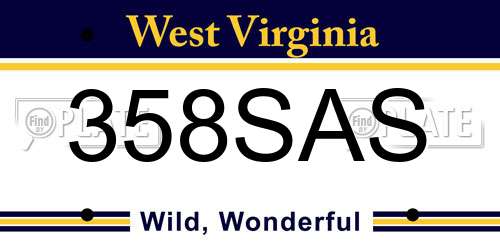 358SAS West Virginia License Plate
