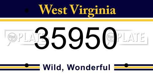 35950 West Virginia License Plate