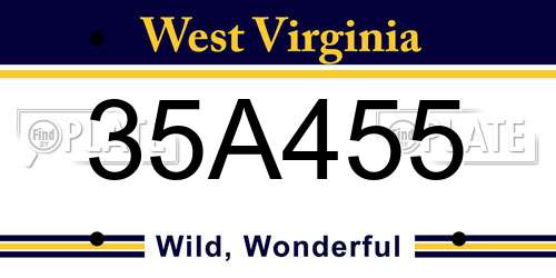 35A455 West Virginia License Plate