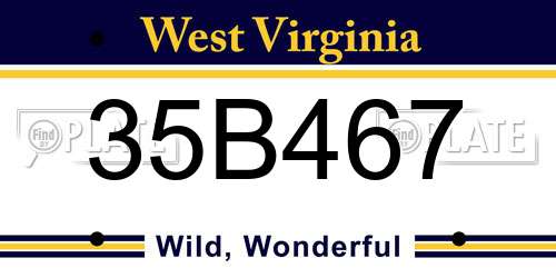 35B467 West Virginia License Plate
