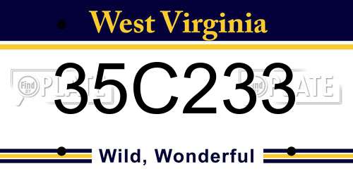 35C233 West Virginia License Plate