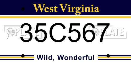 35C567 West Virginia License Plate