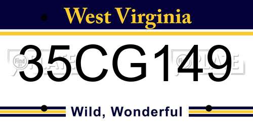 35CG149 West Virginia License Plate