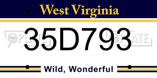 35D793 West Virginia License Plate