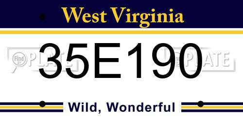35E190 West Virginia License Plate