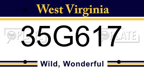 35G617 West Virginia License Plate