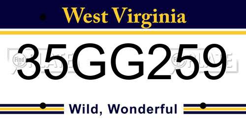 35GG259 West Virginia License Plate