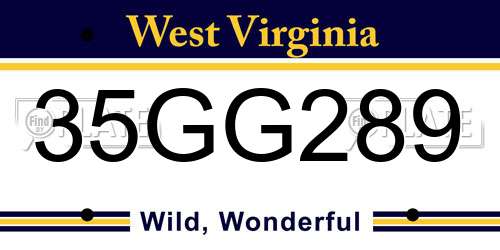 35GG289 West Virginia License Plate