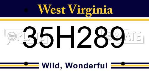 35H289 West Virginia License Plate