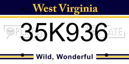 35K936 West Virginia License Plate