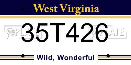35T426 West Virginia License Plate