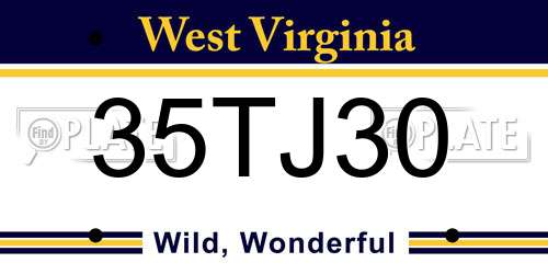 35TJ30 West Virginia License Plate
