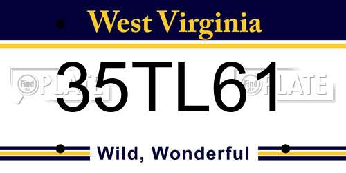 35TL61 West Virginia License Plate