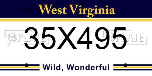 35X495 West Virginia License Plate