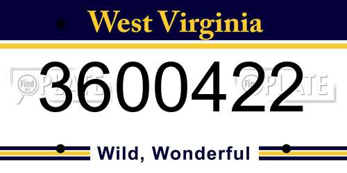 3600422 West Virginia License Plate
