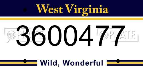3600477 West Virginia License Plate