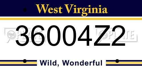 36004Z2 West Virginia License Plate