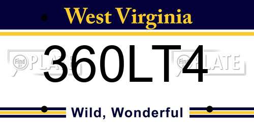360LT4 West Virginia License Plate