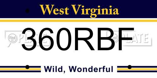 360RBF West Virginia License Plate