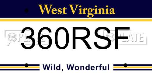 360RSF West Virginia License Plate