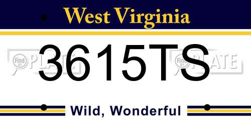 3615TS West Virginia License Plate