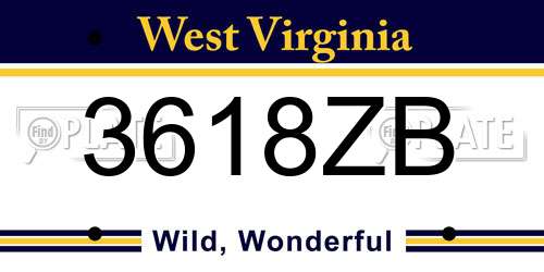 3618ZB West Virginia License Plate