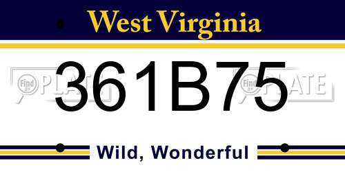 361B75 West Virginia License Plate