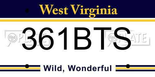361BTS West Virginia License Plate