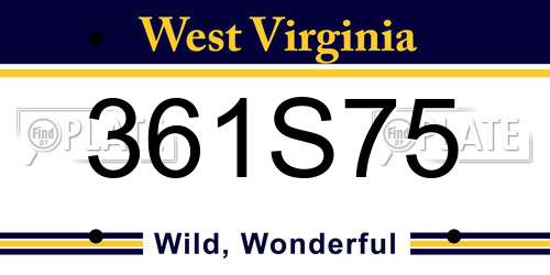 361S75 West Virginia License Plate
