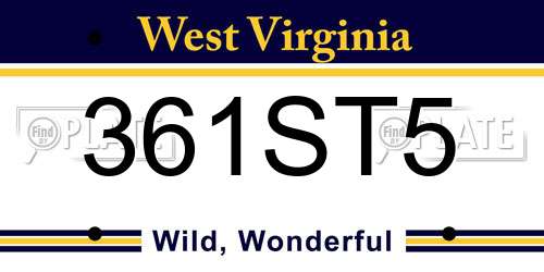 361ST5 West Virginia License Plate