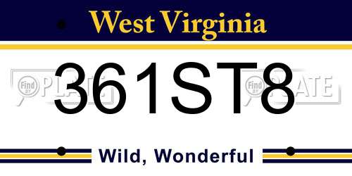361ST8 West Virginia License Plate