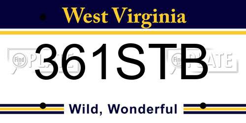 361STB West Virginia License Plate