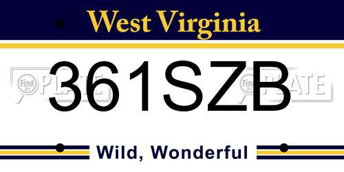 361SZB West Virginia License Plate
