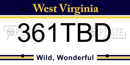 361TBD West Virginia License Plate
