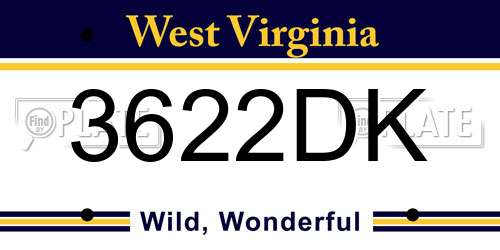 3622DK West Virginia License Plate