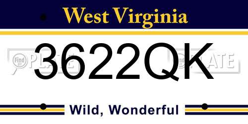 3622QK West Virginia License Plate