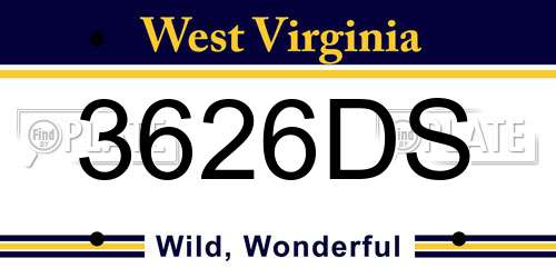 3626DS West Virginia License Plate